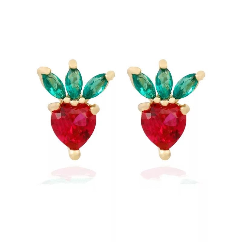 Rhinestone Fruit Stud Earrings Cartoon Ear Pendants Accessories Women Jewelry