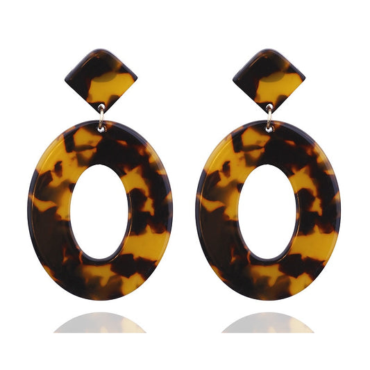 Amber Brown Oval Drop Earrings Cartoon Art Women Party Jewelry Ear Fashion