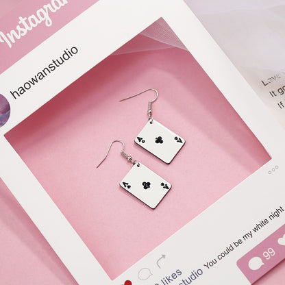 Playing Cards Dangle Earrings Fashion Party Girls Pendant Earrings Women Jewelry