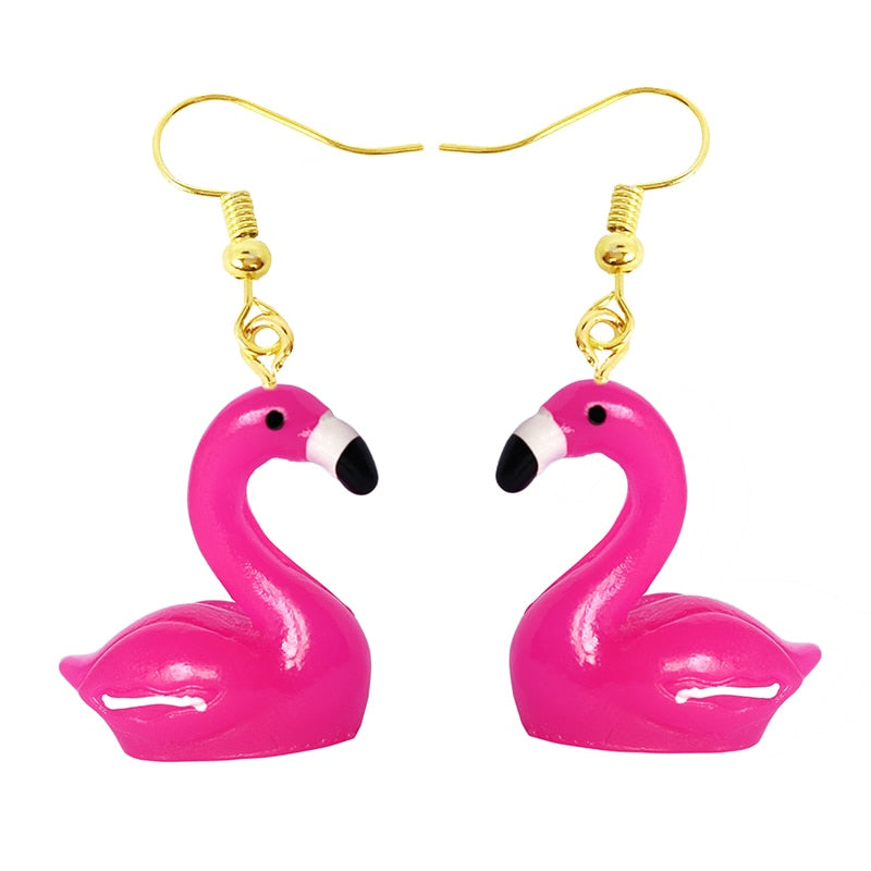 Resin Animal Flamingo Drop Earrings Women Creativity Jewelry Cute Earring Girls