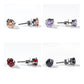 1 Pair Stainless Steel Cubic Zirconia Ear Post Stud Earrings Colorful Round