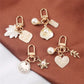 9 Styles Pearl Heart Leaf Keychain Charms Ins Metal Accessories Ladies Bag