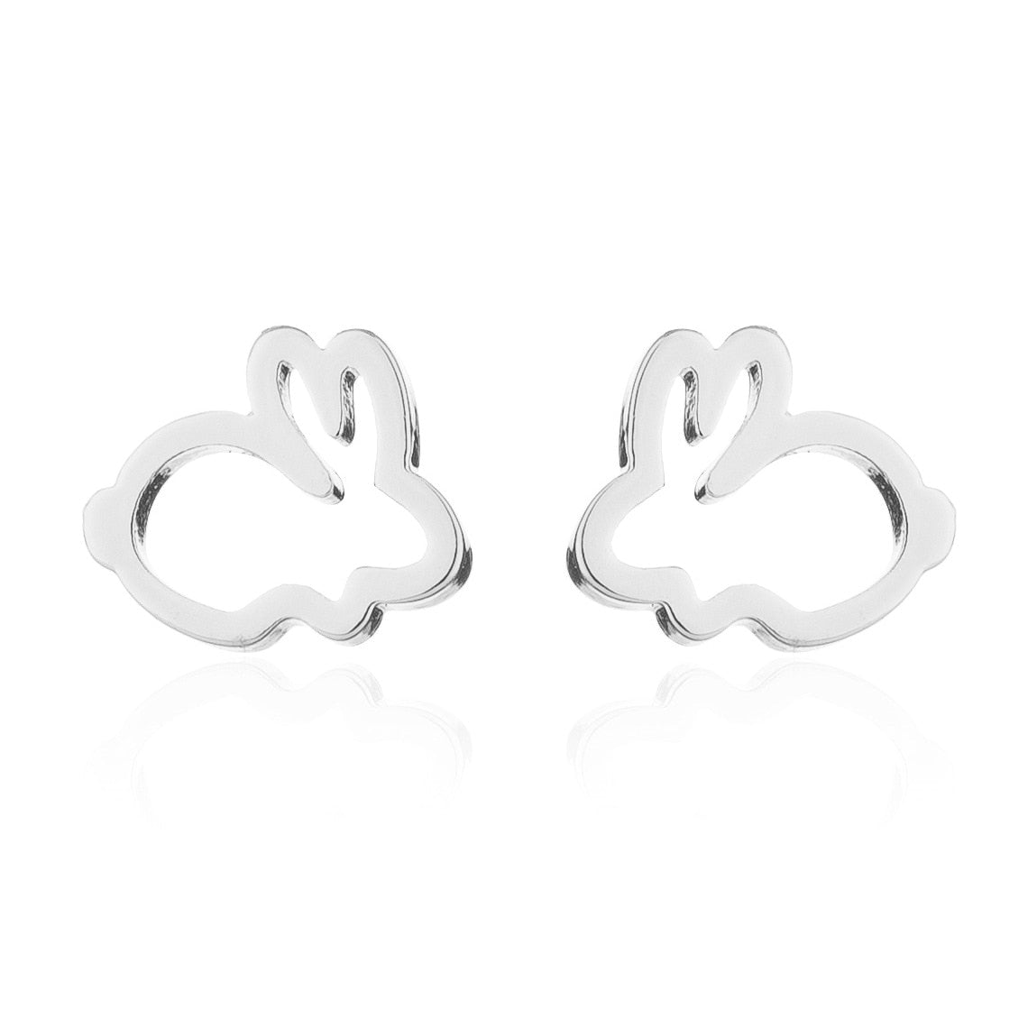 Rabbit Stainless Steel Stud Earrings for Women Animal Jewelry Earrings Female