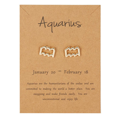 Aquarius Zodiac Constellations Sign Stainless Steel Earrings Women Jewelry Small