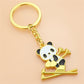 1pcs Keychain Metal Cute Ski Panda Shape Keyring Ladies Bag Ornaments