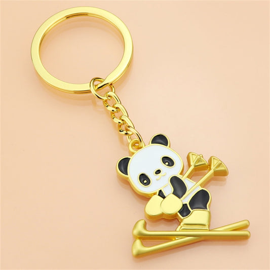 1pcs Keychain Metal Cute Ski Panda Shape Keyring Ladies Bag Ornaments