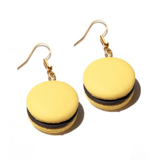 Resin Yellow Chocolate Macaroon Drop Earrings Women Art Fashion Cartoon Earrings