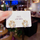 Imitation Pearl Wreath Studs Earring Cute Geometric Zircon Earrings Female