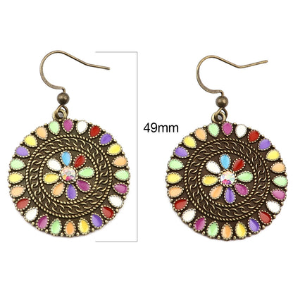 Multicolor Round Pendant  Lady Cute Dangle Earrings for Women Jewelry Girls