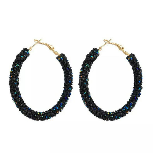 Studded Decor Hoop Earrings for Women Girls Ear Studs Jewelry Gift Fashion