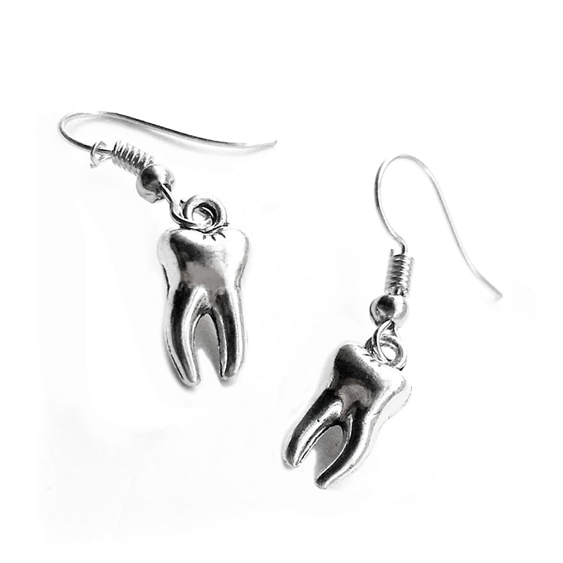 Creative Design Metal Tooth Drop Earrings Women Creativity Jewelry Cute Earring