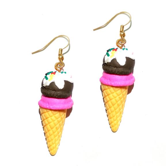 Chocolate Pink Resin Handmade Drop Earrings Cartoon Art Women Party Jewelry Ear