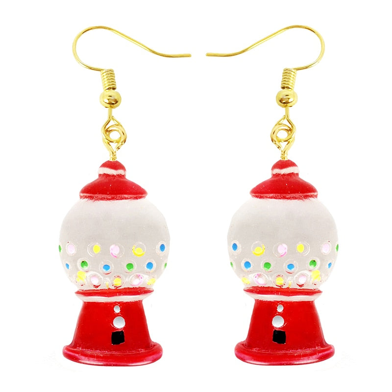 Gum Machine Drop Earrings Women Art Fashion Cartoon Earrings Creative Jewelry