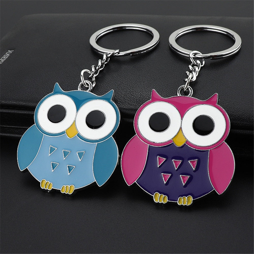 2 Colors Cute Owl keychains Charms Cartoon Unisex Key Ring Gift Women Handbag