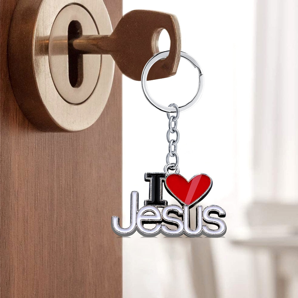 I Love Jesus Dripping Oil Keychains Creative Keyholder Christian Gifts Key Chain