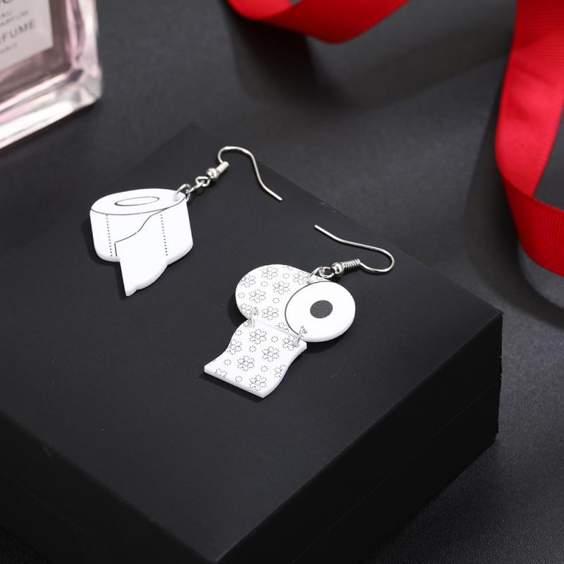 Mismatched Toilet Paper Design Drop Earrings Fashion Women Summer Party Jewelry