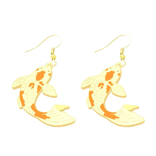 Orange Fish Drop Earrings Cartoon Ear Pendants Accessories Women Art Jewelry