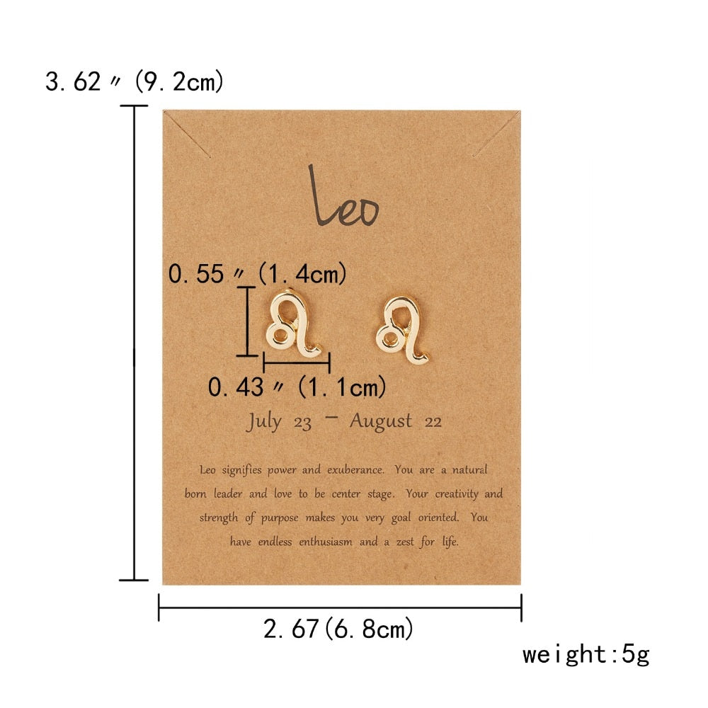 Leo Zodiac Constellations Sign Stainless Steel Earrings Women Jewelry Small