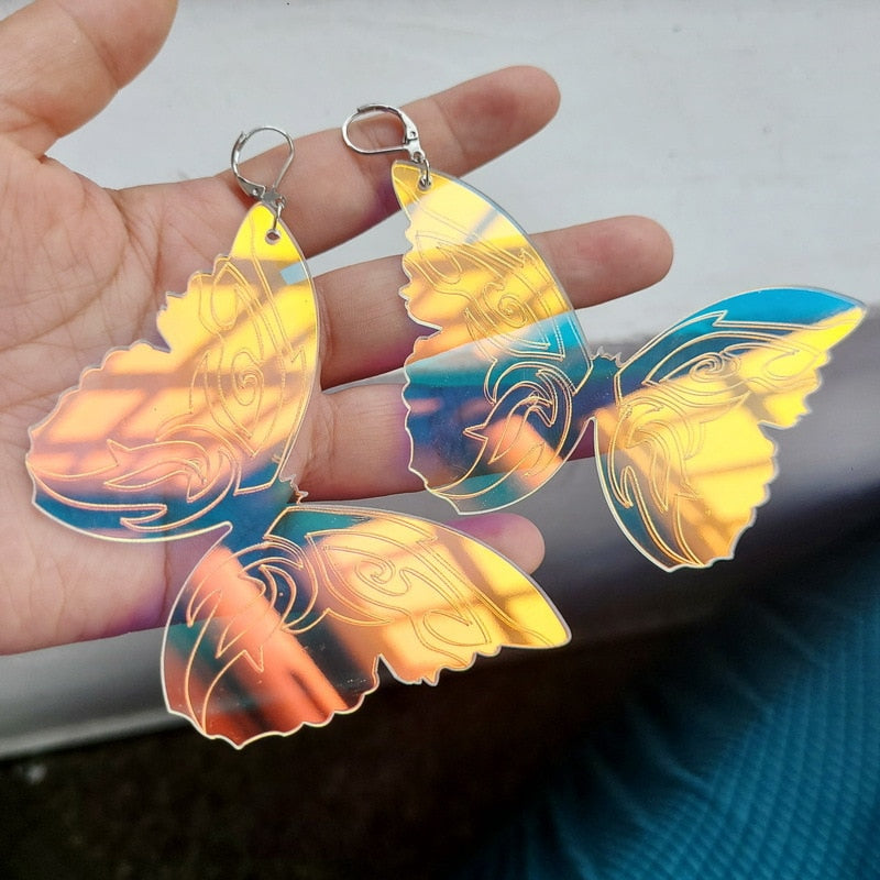 Holographic Butterfly Drop Earrings Female Travel Cartoon Earrings Creative Art