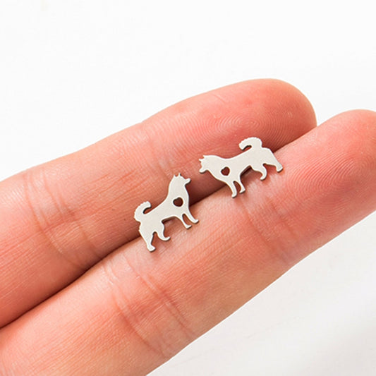 Stainless Steel Doggy Stud Earrings For Women girls Ear Ornaments jewelry