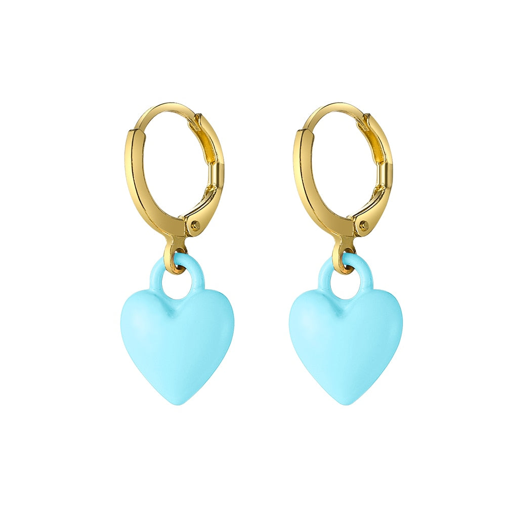 Sky Blue Heart Dangle Earrings Fashion Party Girls Pendant Earrings Women