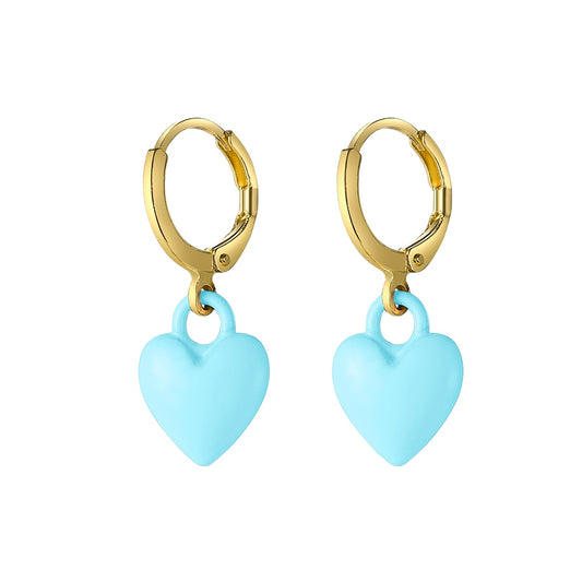 Sky Blue Heart Dangle Earrings Fashion Party Girls Pendant Earrings Women