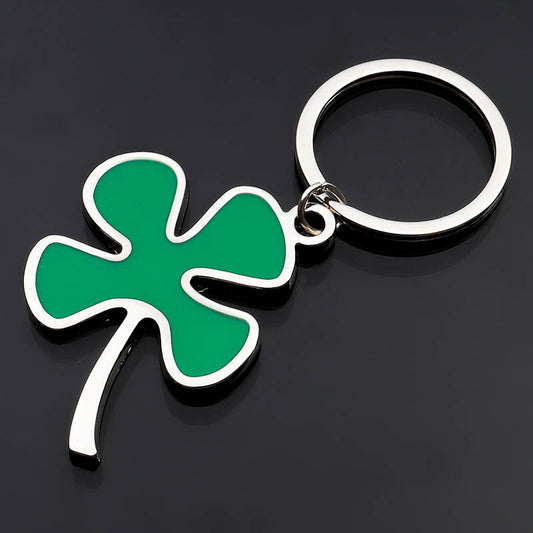 2 Styles Metal Creative Green Four Leaf Clover Keychain Charms Lucky Key Holder