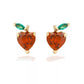 Apple Fruit Rhinestone Stud Earrings Cartoon Ear Pendants Accessories Women