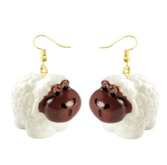 Fluffy Sheep Drop Earrings Cartoon Art Women Party Jewelry Ear Fashion Pendant