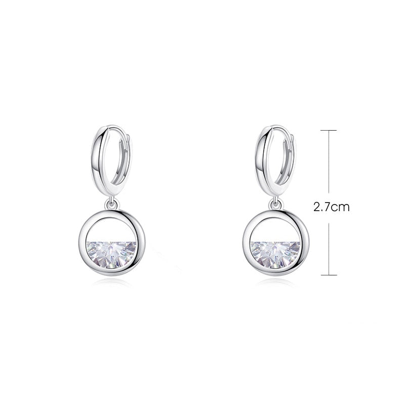 Half Full Crystal Drop Charm Earrings For Women Girl Fashion Modern Jewelry Gift