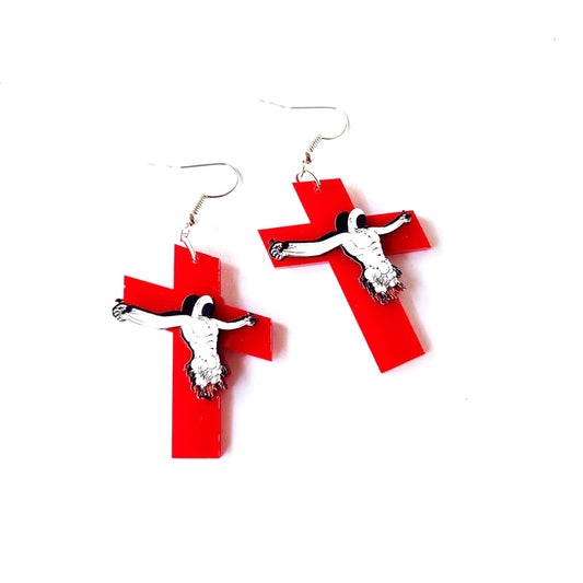 Red Cross Halloween Drop Earrings Cartoon Art Women Party Jewelry Ear Fashion