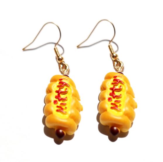 Hot dog Handmade Resin Drop Earrings Cartoon Art Women Party Jewelry Ear Fashion