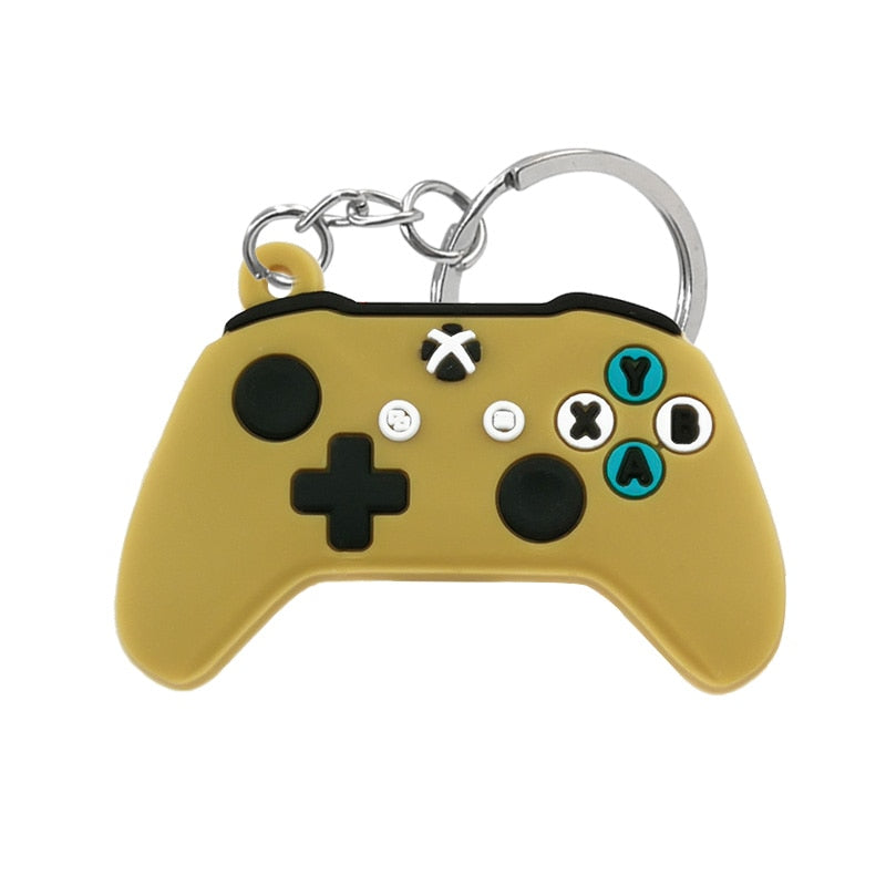 Sand Yellow Gamepad PVC Keyring Cute Cartoon Style Keychains Bag Car Pendant