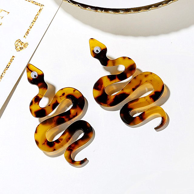 Amber Brown Snake Drop Earrings Women Travel Fashion Cartoon Earrings Creative