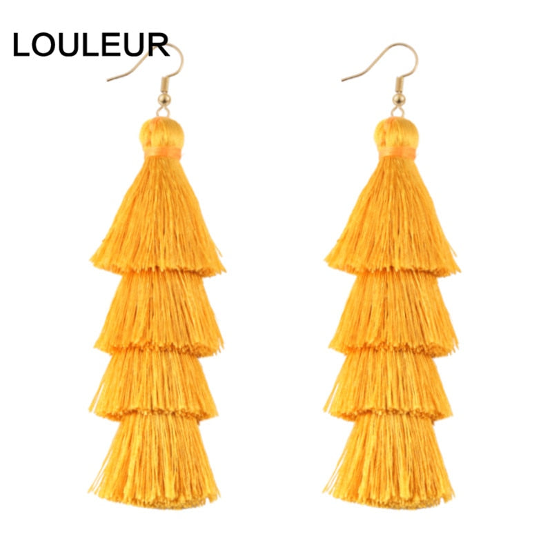 39 Styles  4 Layer Bohemian Multicolor Statement Tassel Dangle Earrings Women