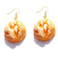 White Round Bread Drop Earrings Cartoon Art Women Party Jewelry Ear Fashion