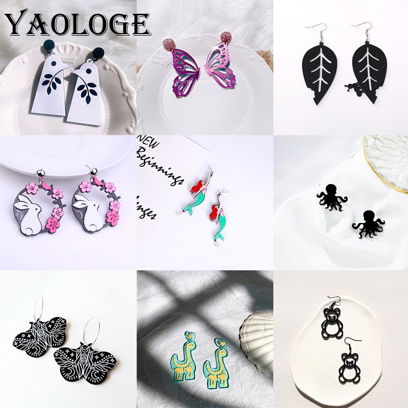 18 Styles Butterfly Dinosaur Dangle Earrings Cartoon Ear Pendants Accessories