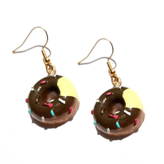 Resin Chocolate Glazed Donut Drop Earrings Women Art Fashion Cartoon Earrings