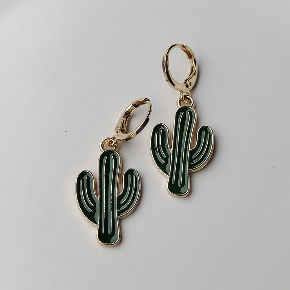 Wild Cactus Drop Earrings Cartoon Ear Pendants Accessories Women Art Jewelry