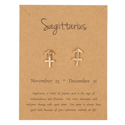 Sagittarius Zodiac Constellations Sign Stainless Steel Earrings Women Jewelry