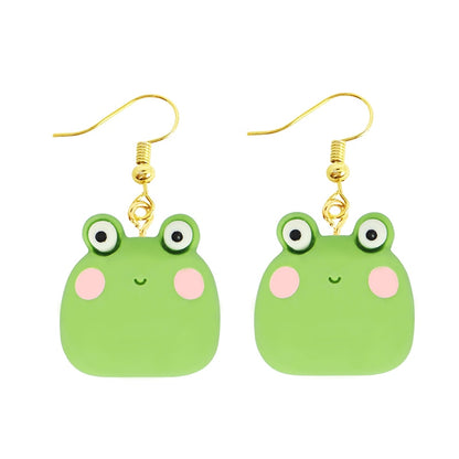 Frog Big Eyes Resin Animal Drop Earrings Women Creativity Jewelry Cute Earring