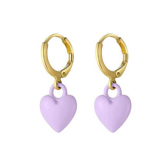 Violet Heart Dangle Earrings Fashion Party Girls Pendant Earrings Women Jewelry