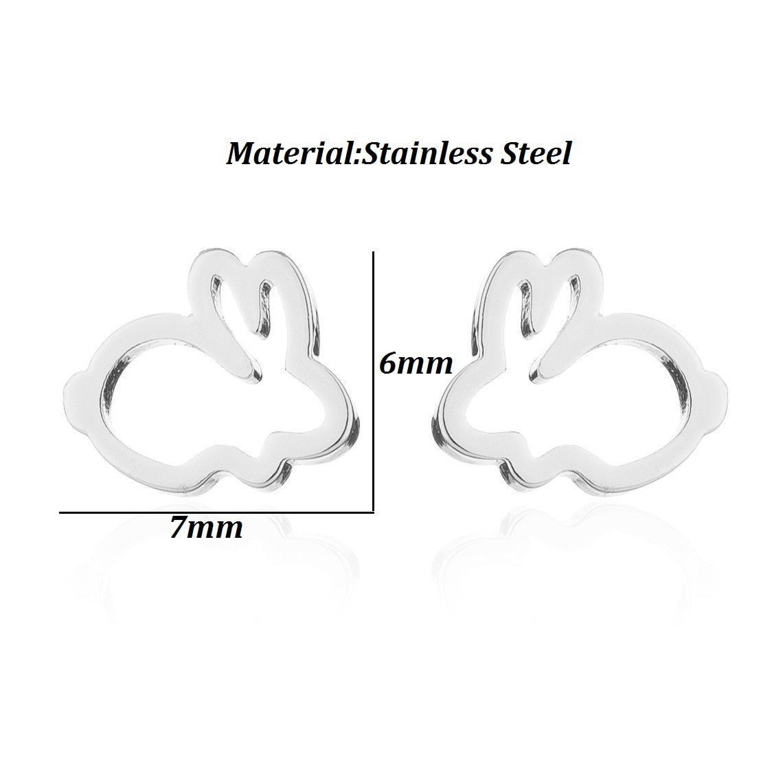 Rabbit Stainless Steel Stud Earrings for Women Animal Jewelry Earrings Female