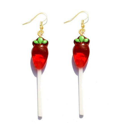 Red Carrot Resin Candy Lollipop Drop Earrings Cartoon Ear Pendants Accessories