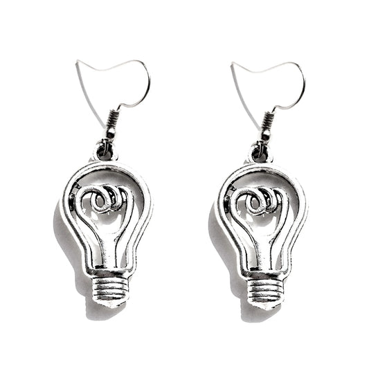 Creative Design Metal Light Bulb Drop Earrings Women Creativity Jewelry Cute