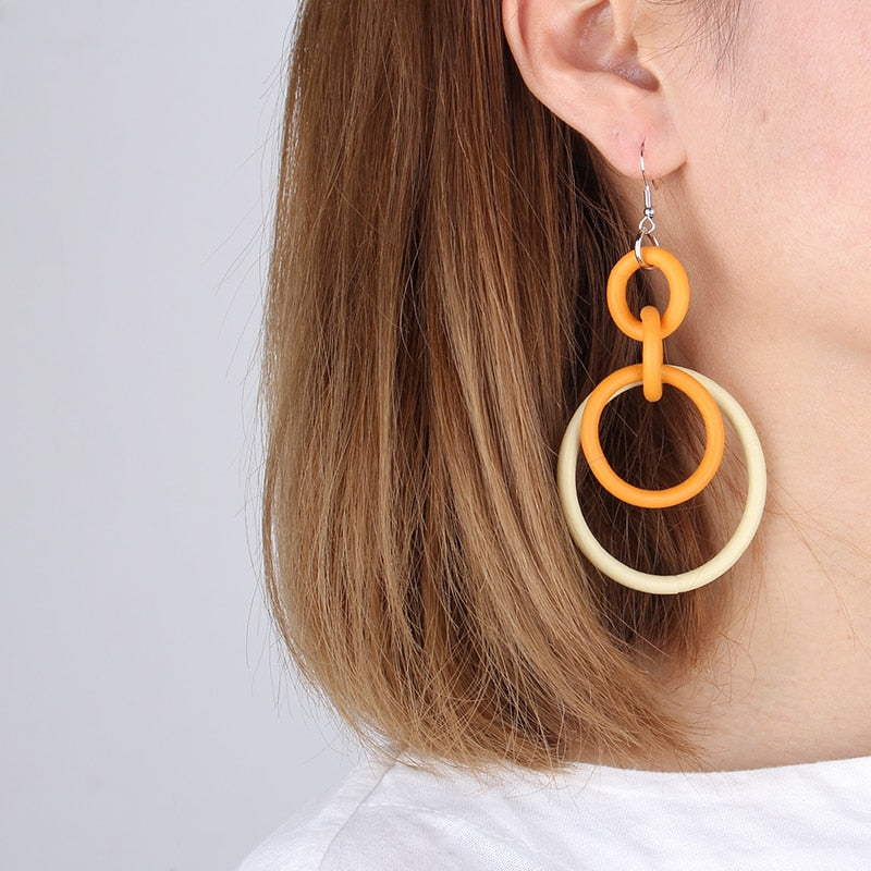 Mustard Yellow Dangle Earrings Fashion Party Girls Pendant Earrings Women