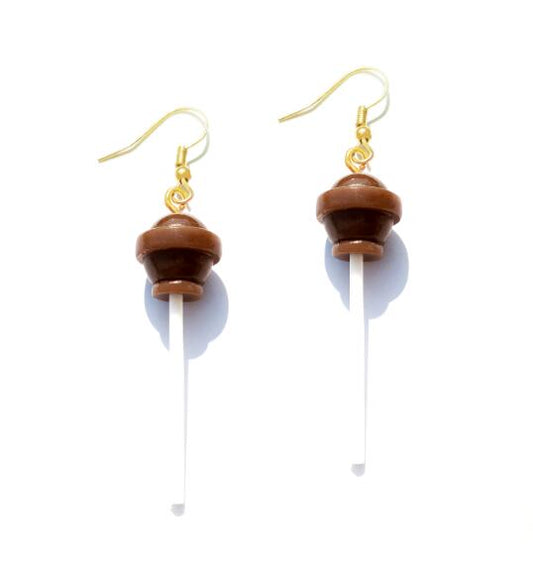 Chocolate Resin Candy Lollipop Drop Earrings Cartoon Ear Pendants Accessories