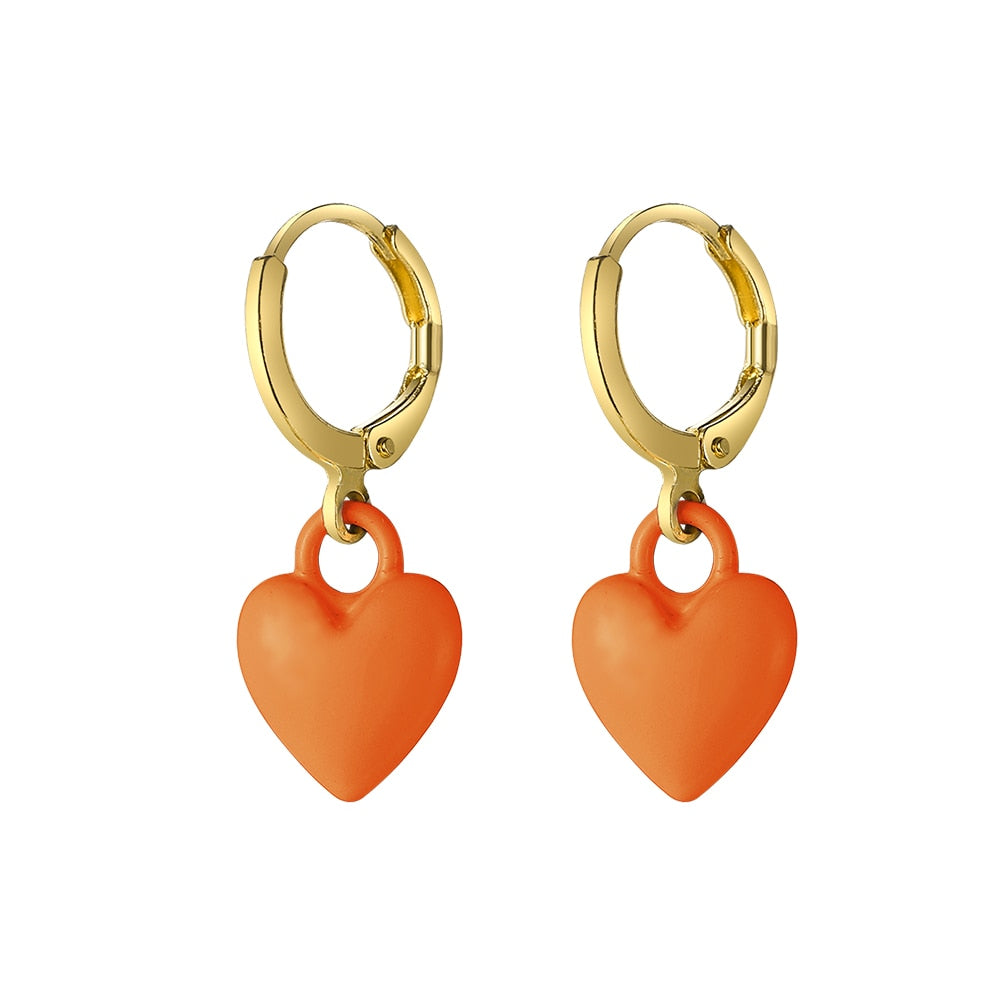 Orange Heart Dangle Earrings Fashion Party Girls Pendant Earrings Women Jewelry