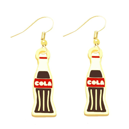 Cola Drop Earrings Cartoon Ear Pendants Accessories Women Art Jewelry