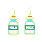 Blue Bottle Milk Drop Earrings Cartoon Ear Pendants Accessories Women Art